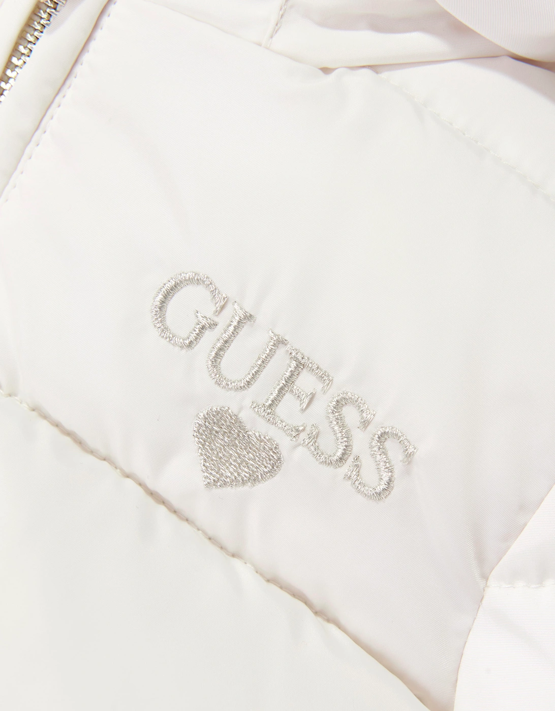 Guess Baby Girls Hooded Puffer Jacket in Ivory