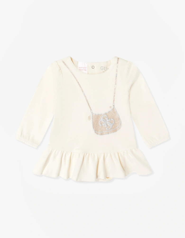 Guess Baby Girls Bag Print Dress in Ivory