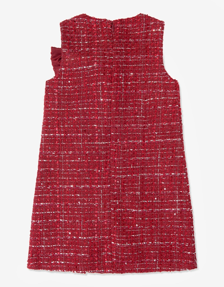 Guess Girls Sleeveless Tweed Dress in Red
