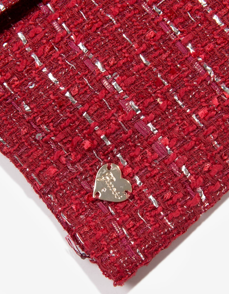 Guess Girls Sleeveless Tweed Dress in Red