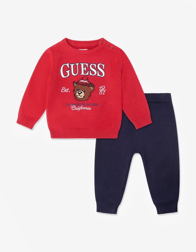 Guess Baby Boys Bear Logo Tracksuit in Red