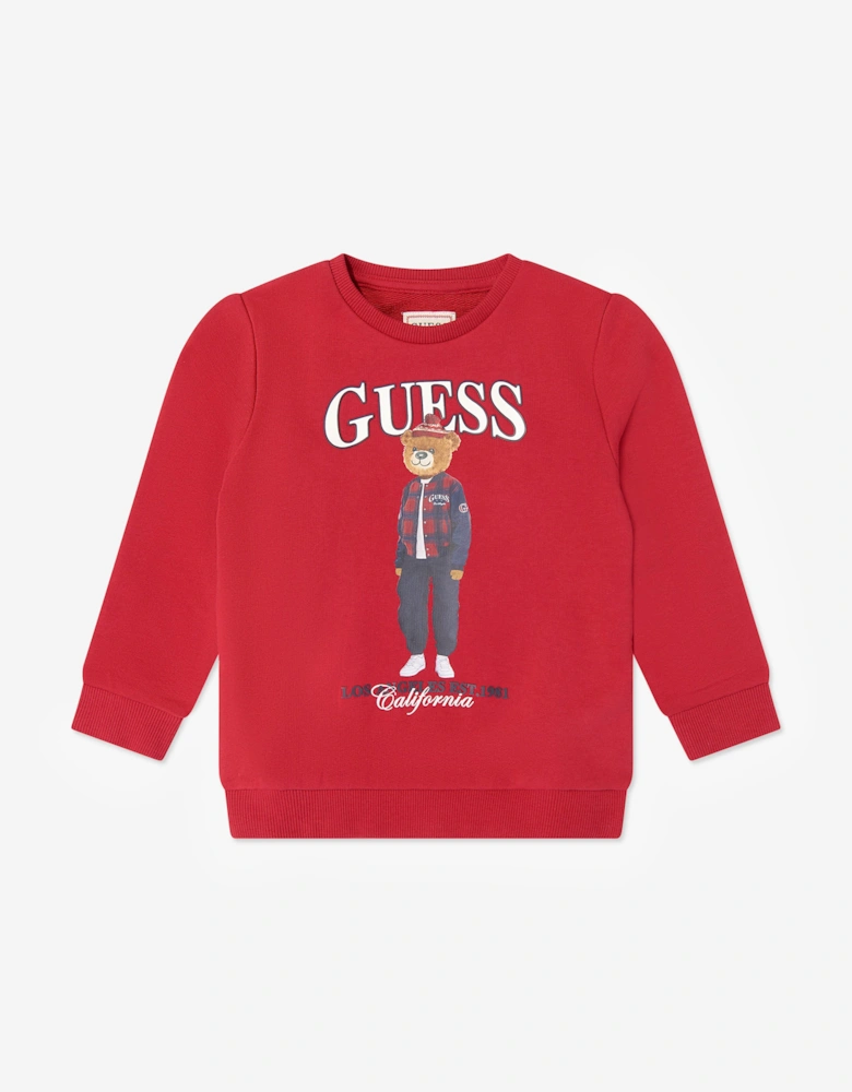 Guess Boys Bear Logo Sweatshirt in Red