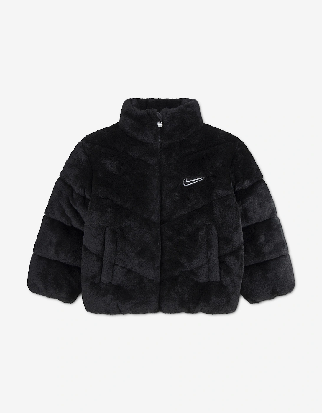 Nike Girls Quilted Faux Fur Jacket in Black
