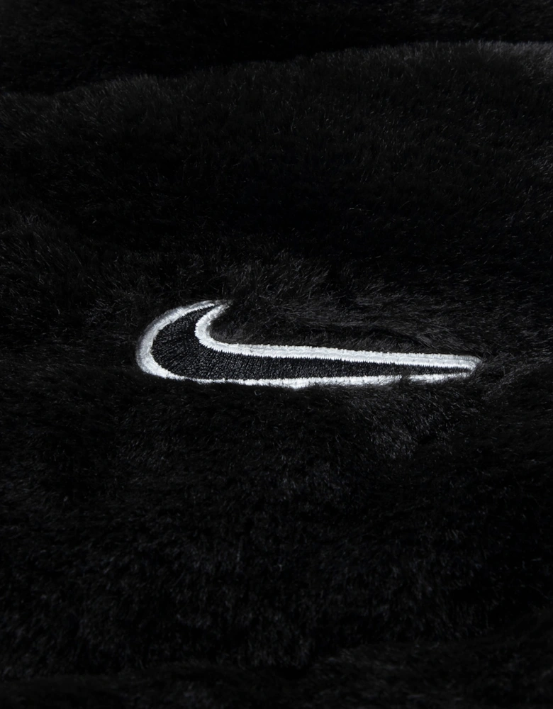 Nike Girls Quilted Faux Fur Jacket in Black