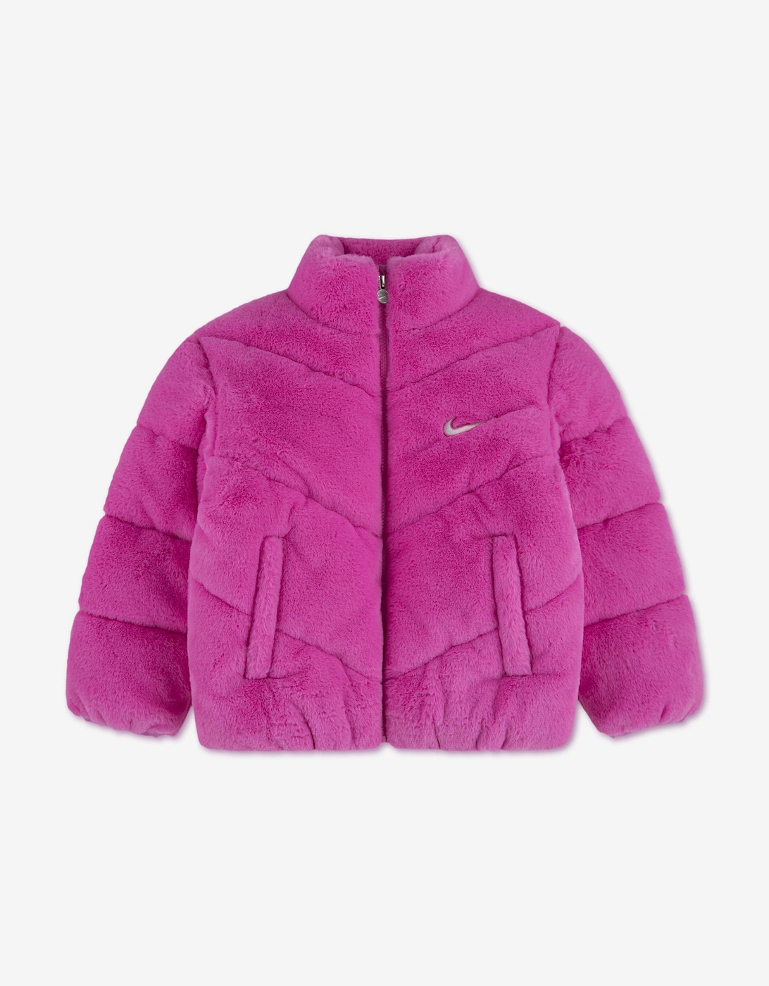 Nike Nike Girls Quilted Faux Fur Jacket in Pink
