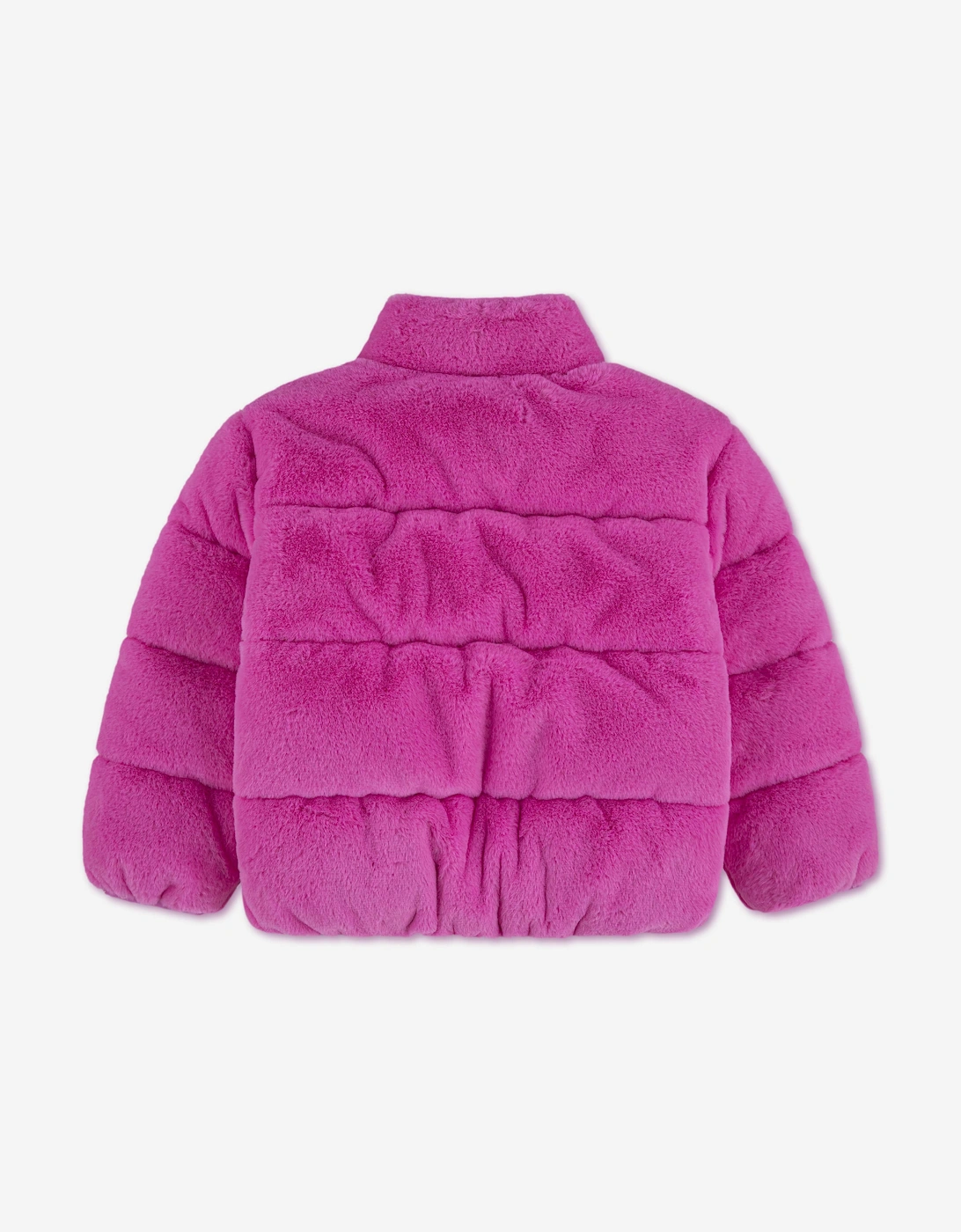 Nike Girls Quilted Faux Fur Jacket in Pink