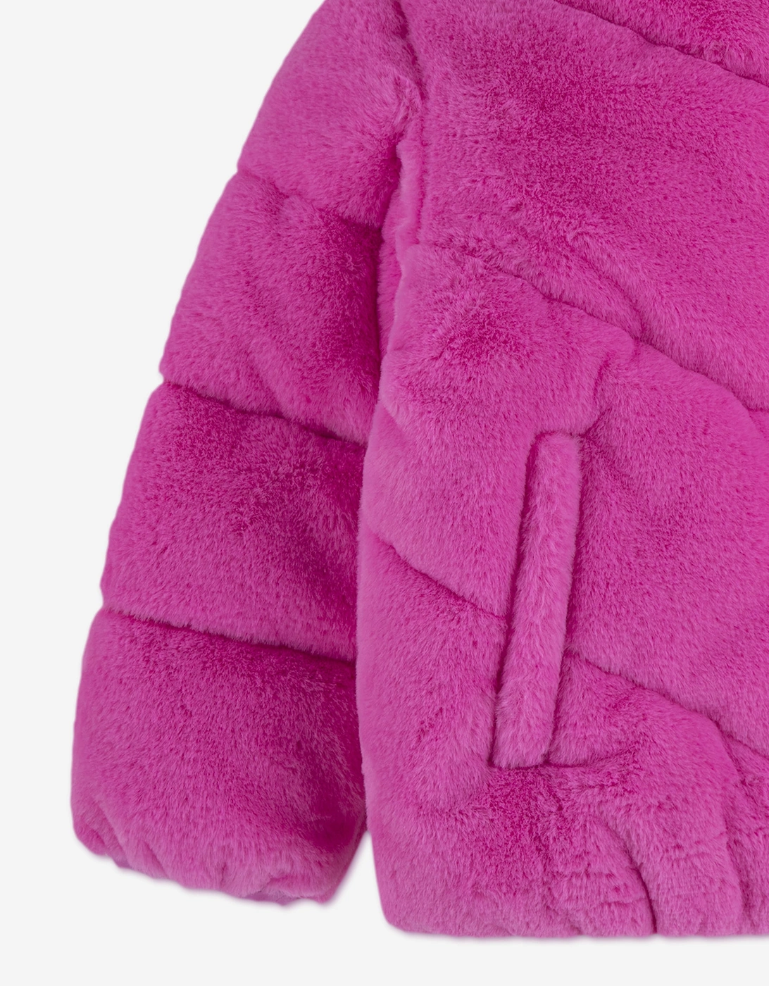 Nike Girls Quilted Faux Fur Jacket in Pink