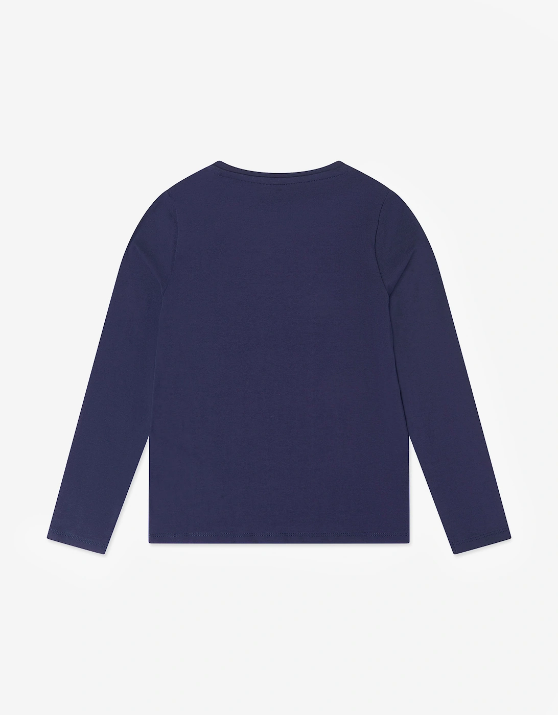 Guess Girls Long Sleeve Teddy Logo T-Shirt in Navy