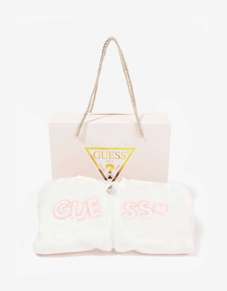 Guess Baby Girls Faux Fur Babygrow in Ivory