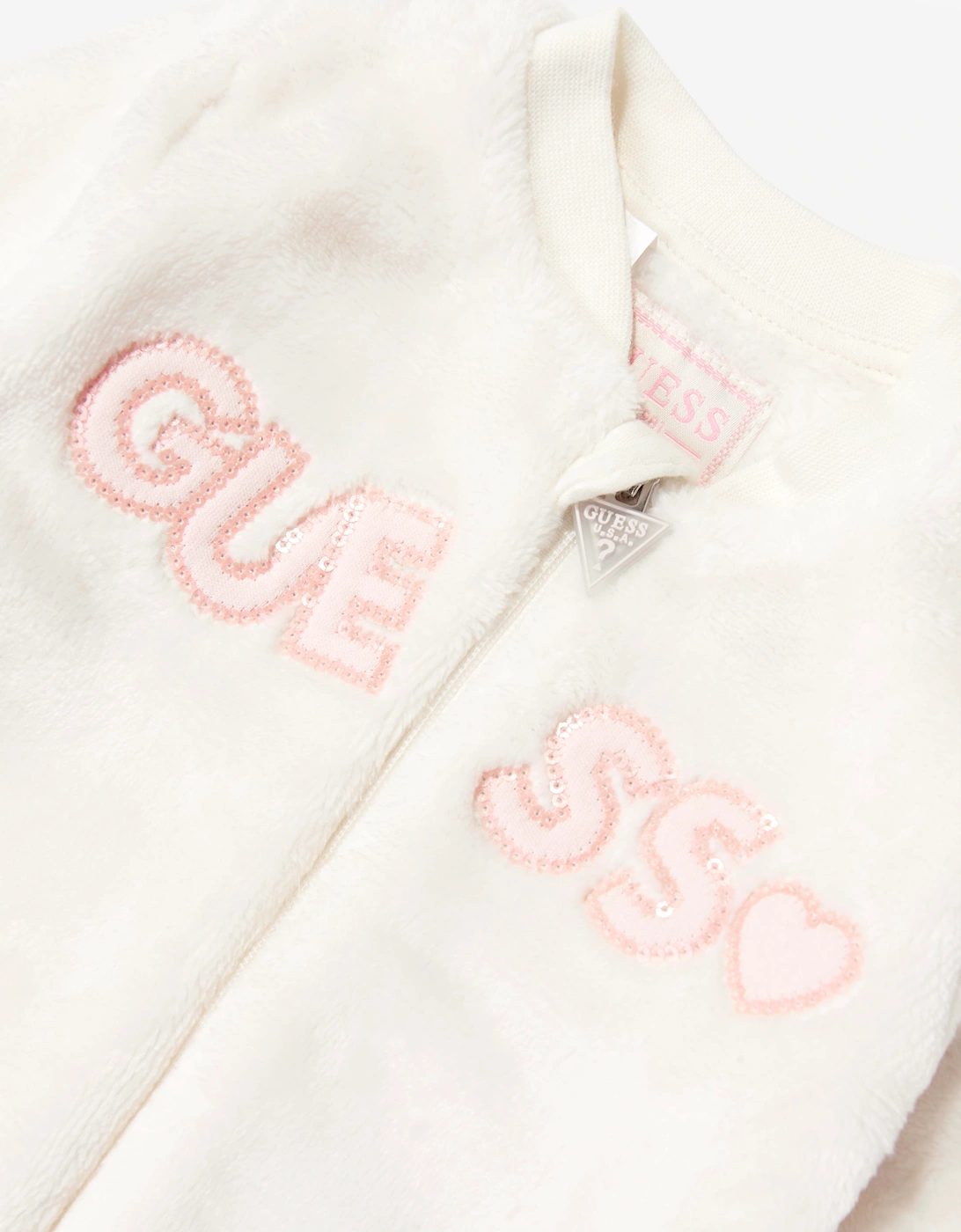 Guess Baby Girls Faux Fur Babygrow in Ivory