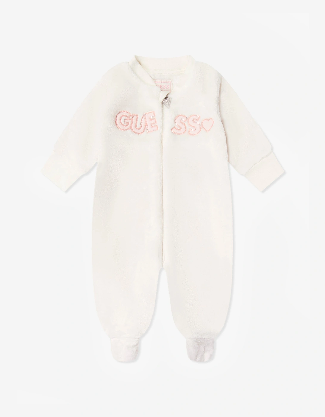 Guess Baby Girls Faux Fur Babygrow in Ivory