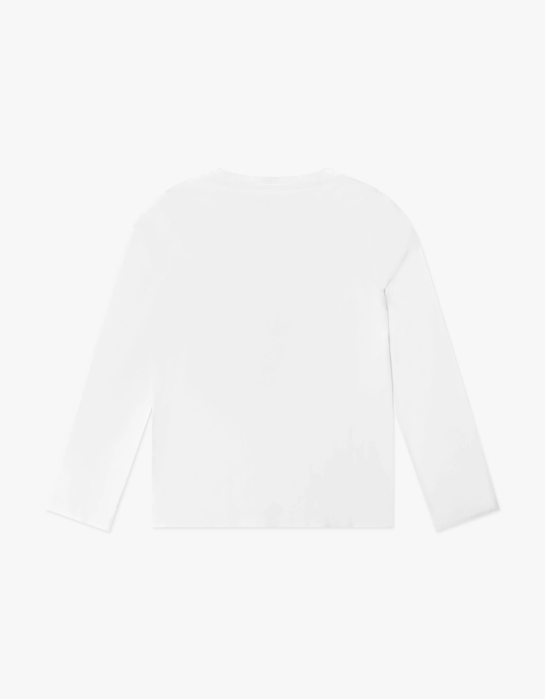 Guess Girls Long Sleeve Logo T-Shirt in White