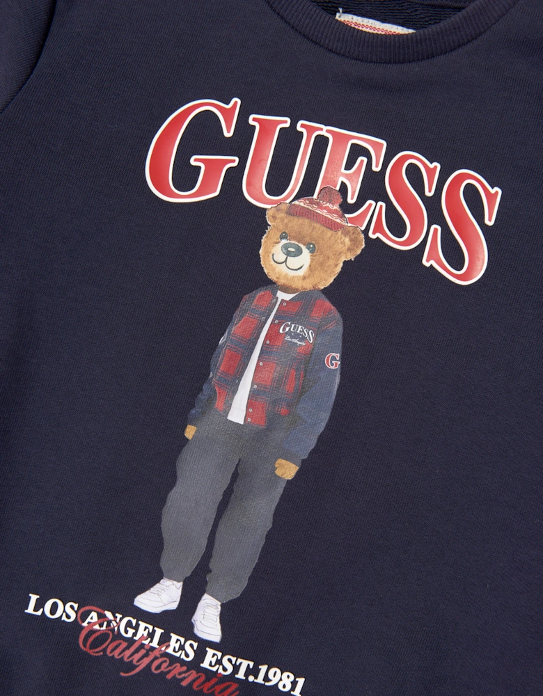 Guess Boys Bear Logo Sweatshirt in Navy