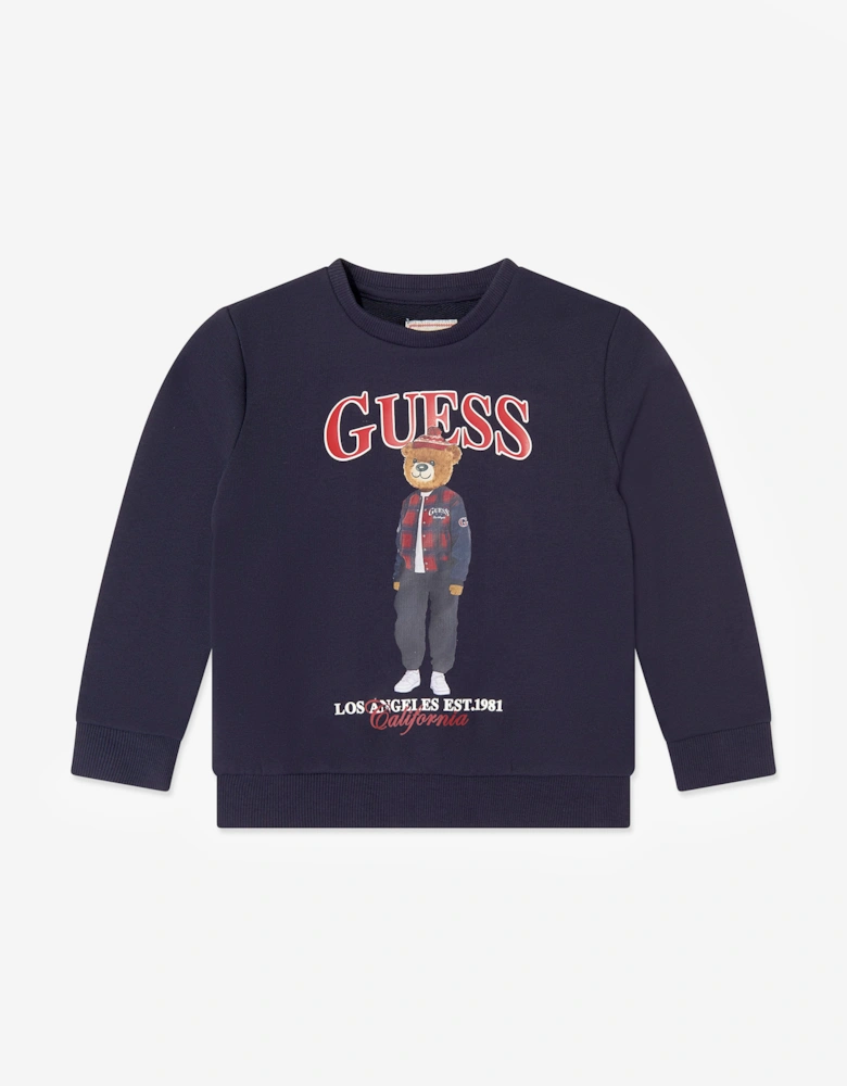 Guess Boys Bear Logo Sweatshirt in Navy