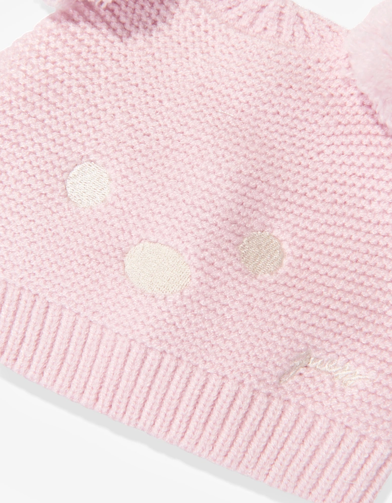 Guess Baby Girls Pom Pom Hat and Mittens Set in Pink