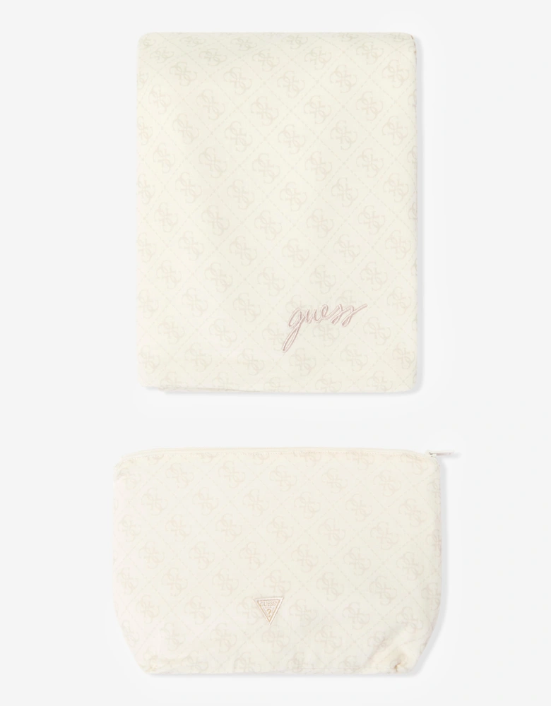Guess Baby Logo Blanket with Pouch in Ivory