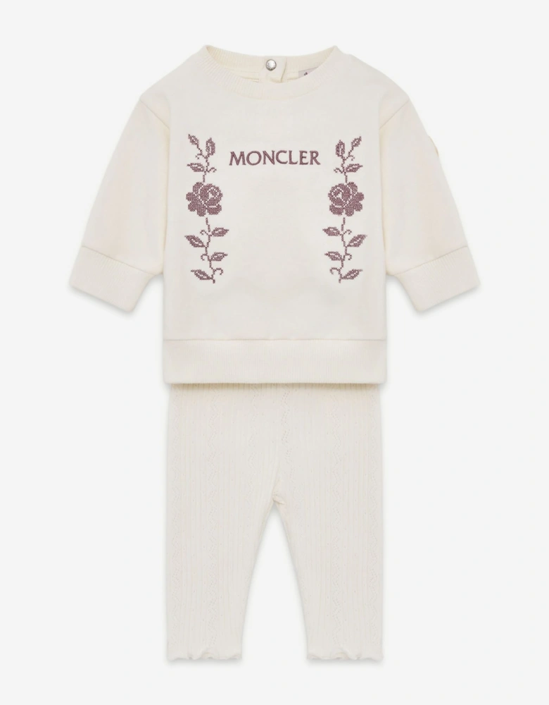 Moncler Enfant Baby Girls Brushed Fleece Set in Ivory