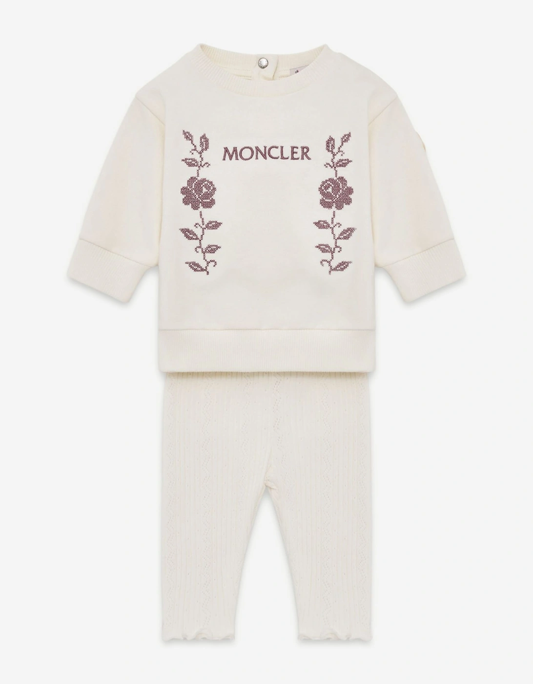 Moncler Enfant Baby Girls Brushed Fleece Set in Ivory