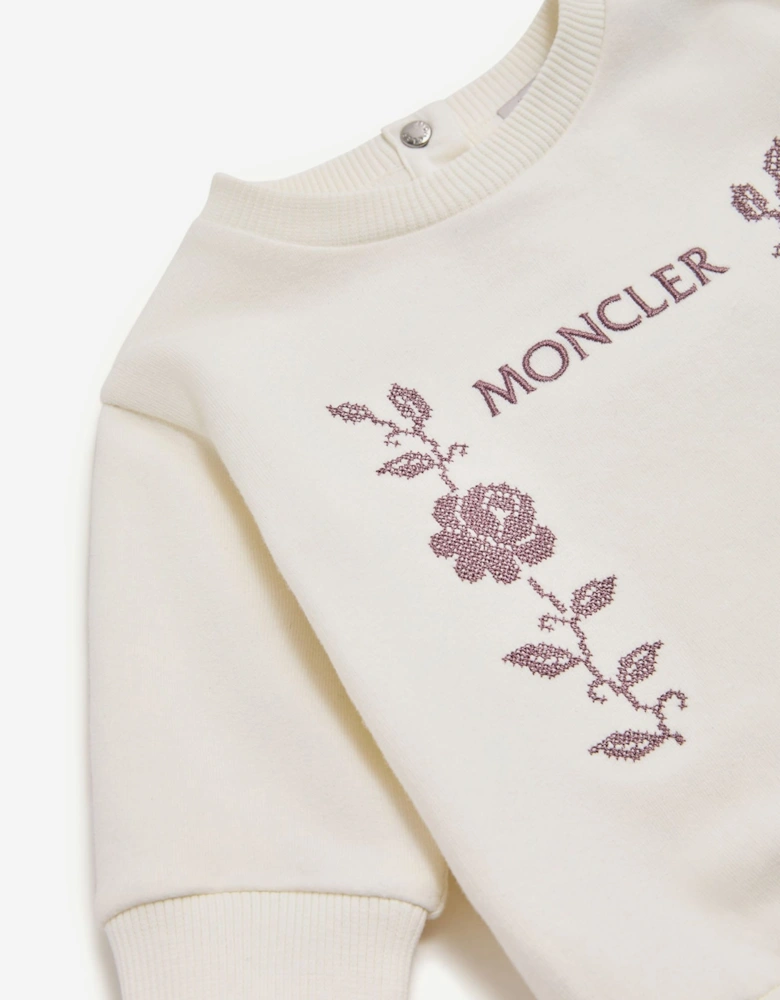 Moncler Enfant Baby Girls Brushed Fleece Set in Ivory