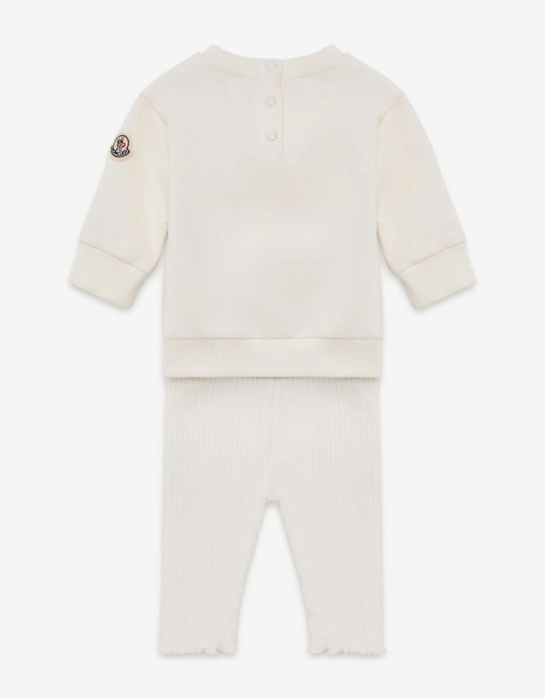 Moncler Enfant Baby Girls Brushed Fleece Set in Ivory