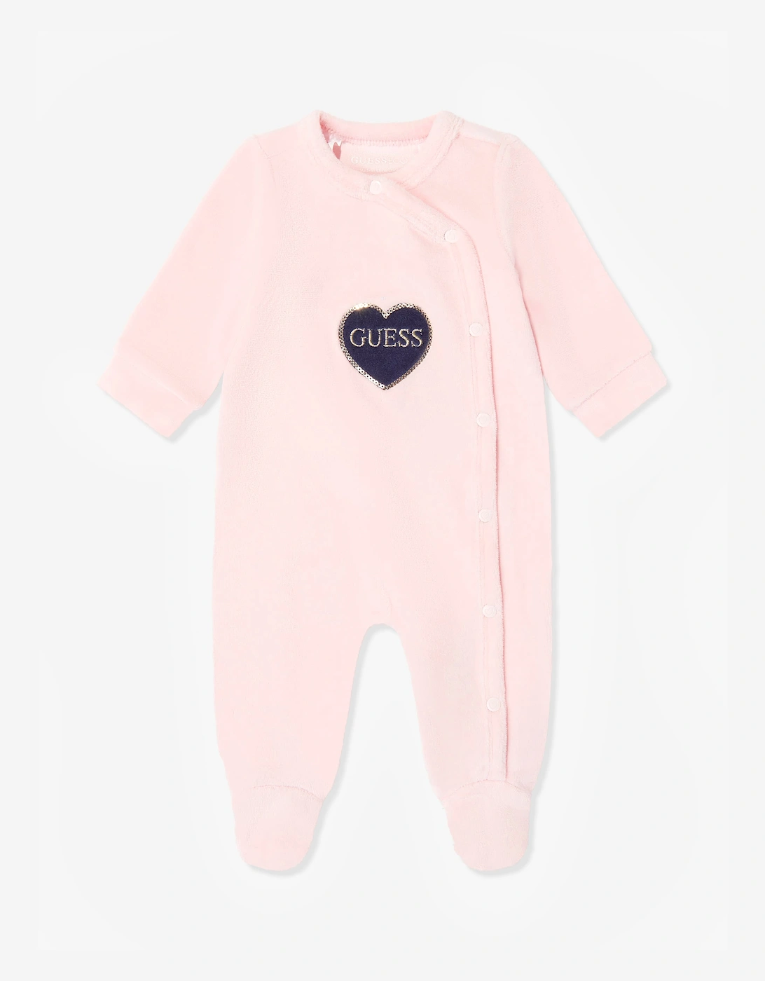 Guess Baby Girls Heart Logo Babygrow in Pink