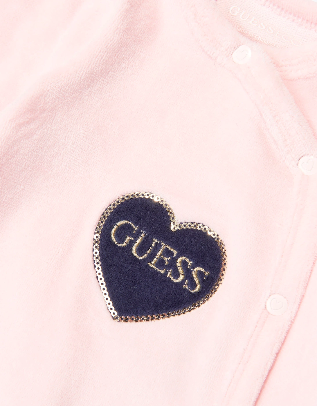 Guess Baby Girls Heart Logo Babygrow in Pink