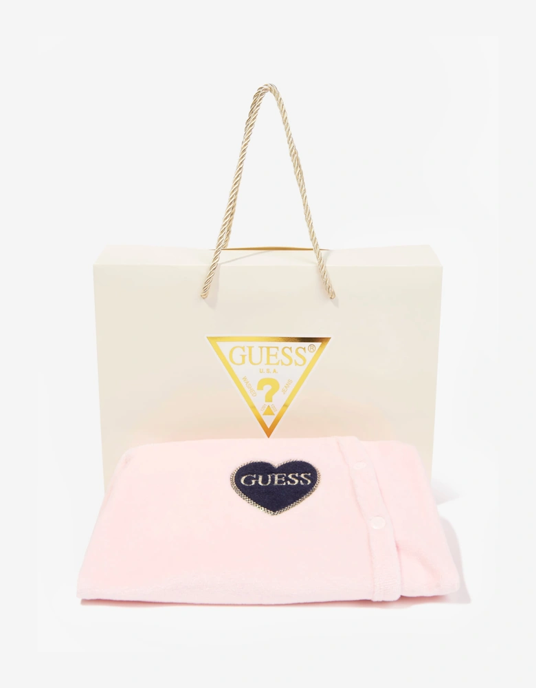 Guess Baby Girls Heart Logo Babygrow in Pink