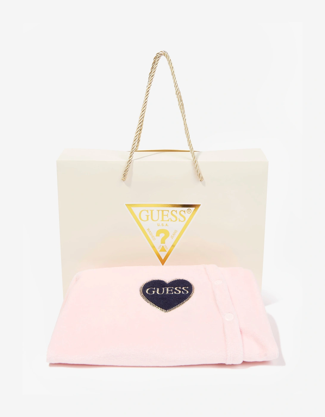 Guess Baby Girls Heart Logo Babygrow in Pink