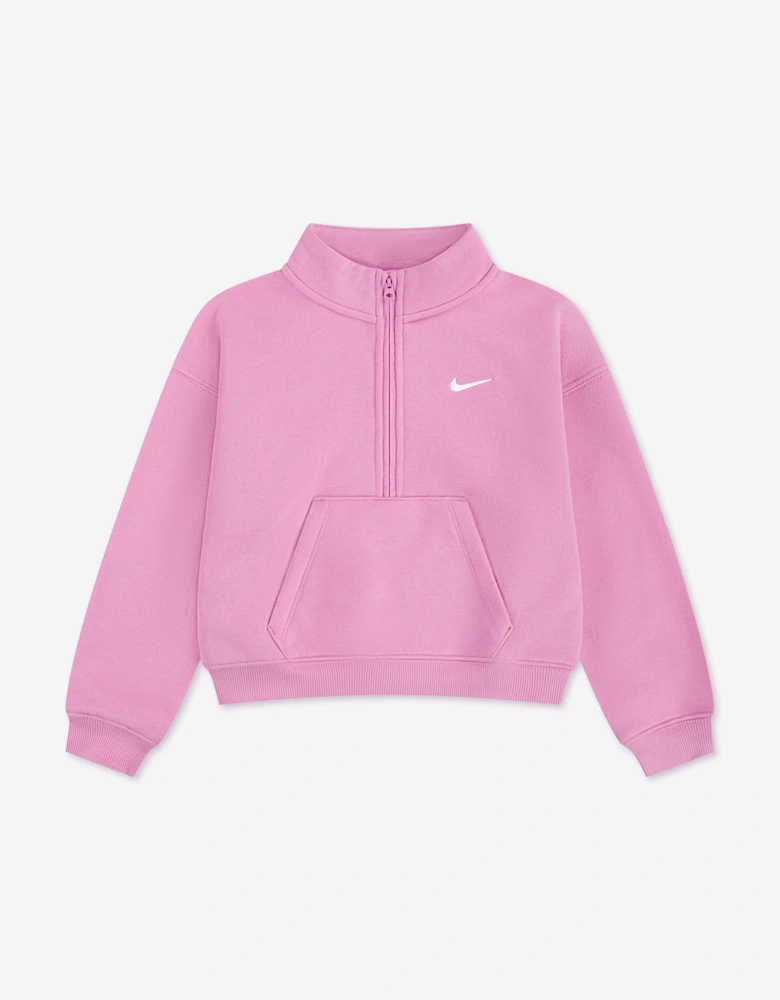 Nike Girls NSW STD Fleece 1/4 Zip Tracksuit in Pink