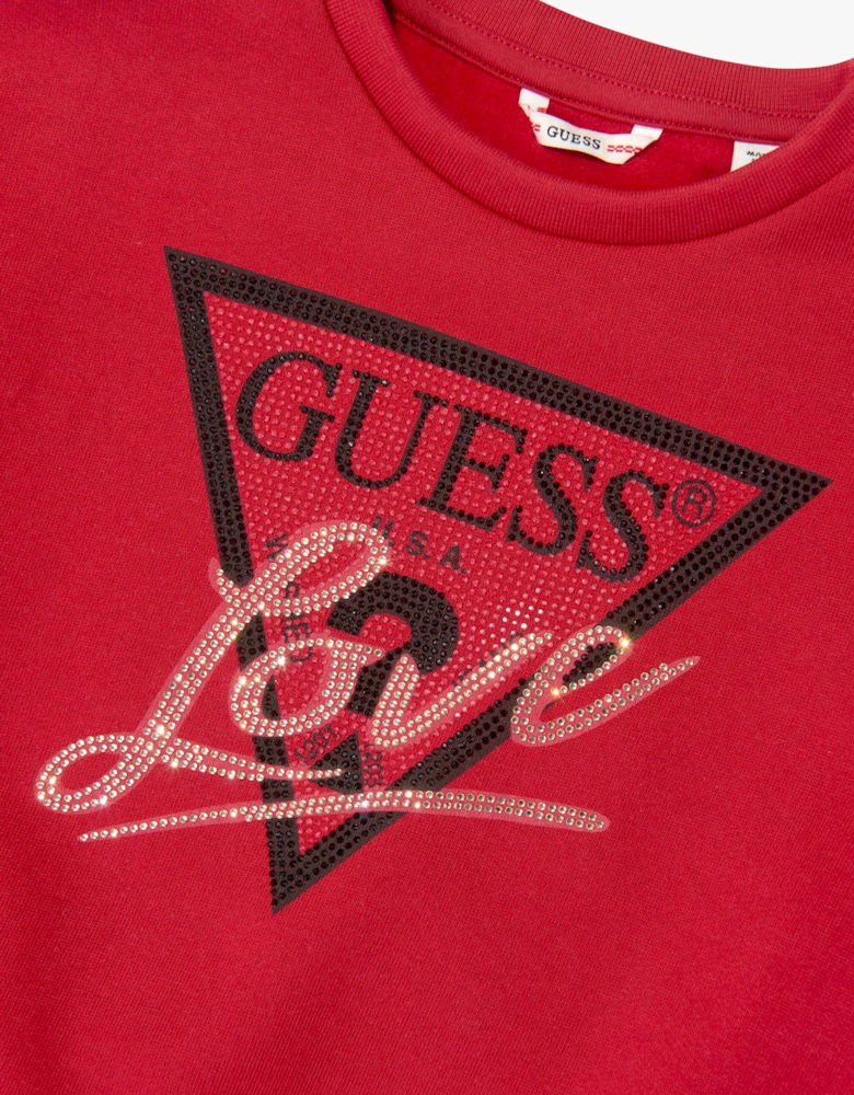 Guess Girls Love Logo Sweatshirt in Red