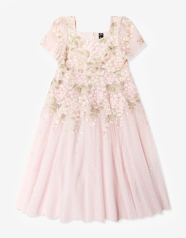 Needle & Thread Girls Wisteria Dot Gown in Pink
