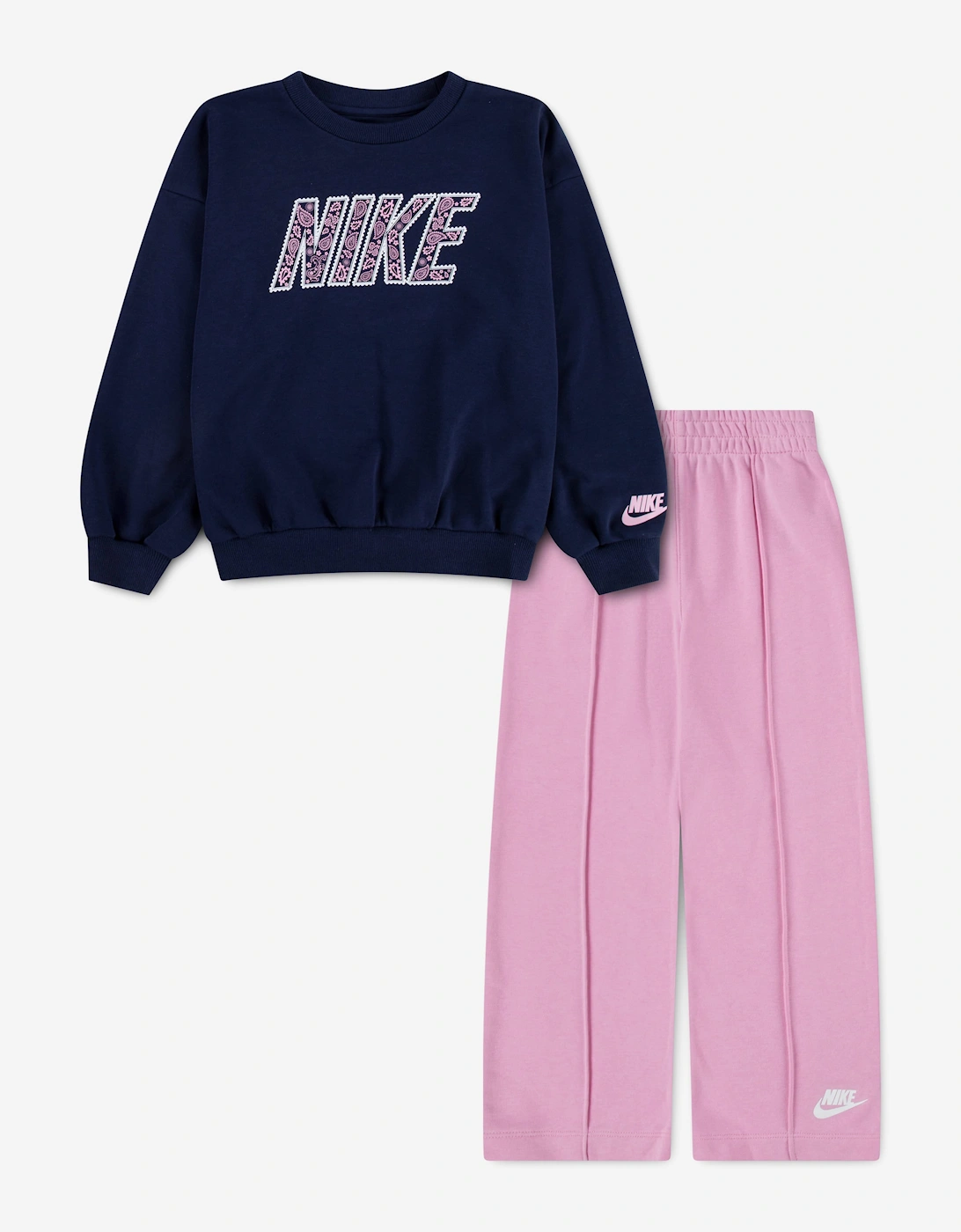 Nike Girls Retro Wide Leg Tracksuit in Pink