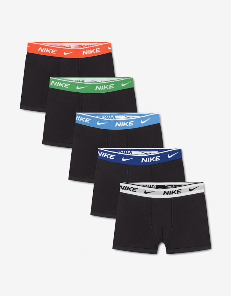 Nike Boys 5 Pack Colour WB Cotton Boxer Shorts Set in Black
