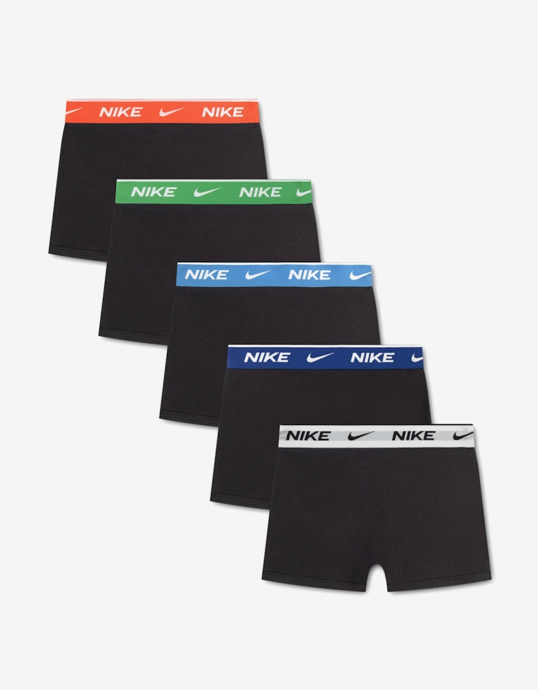 Nike Boys 5 Pack Colour WB Cotton Boxer Shorts Set in Black