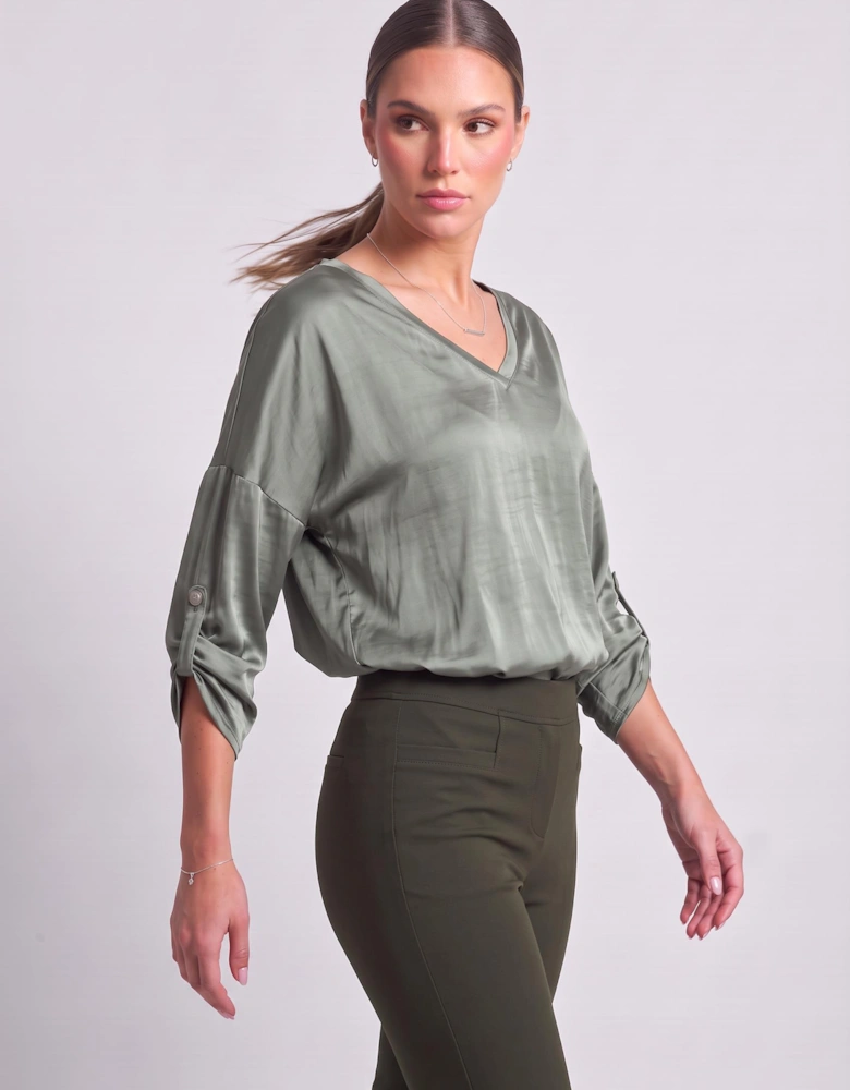 Satin Blouse Military