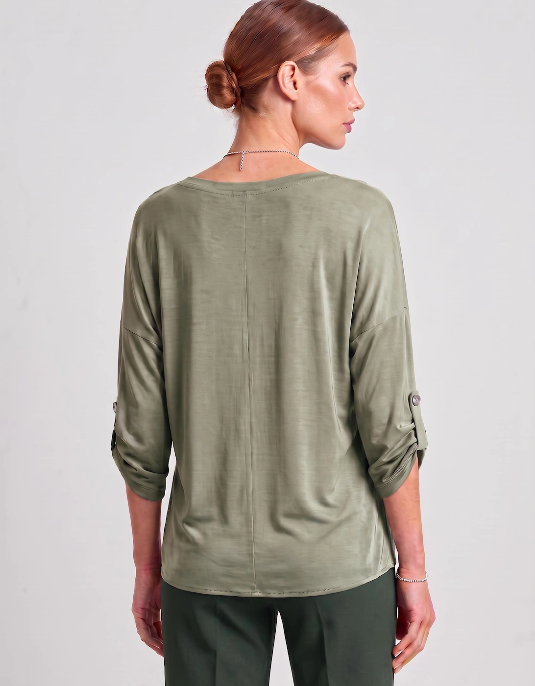 Satin Blouse Military