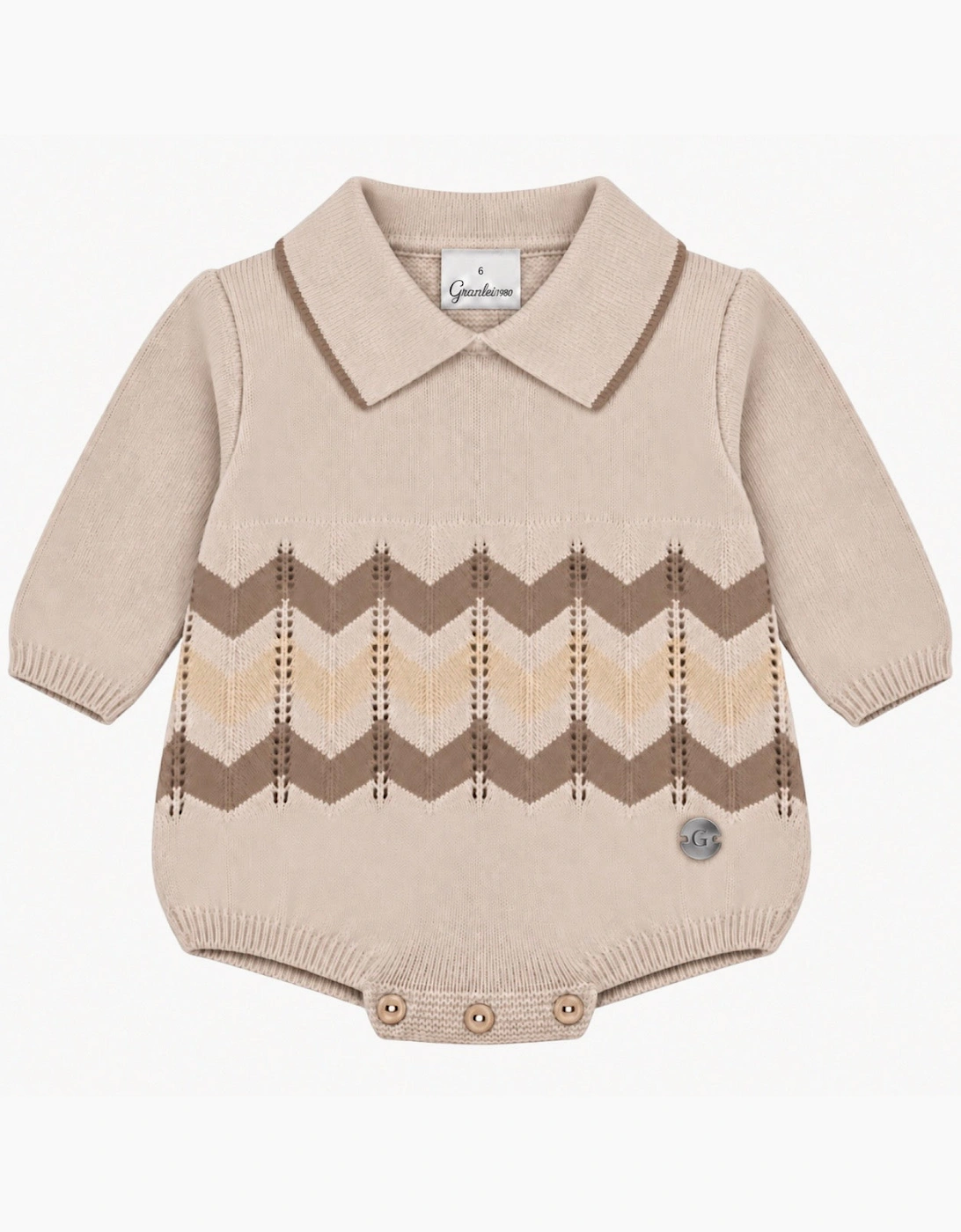 Boys Sand Knit Zig Zag Romper
