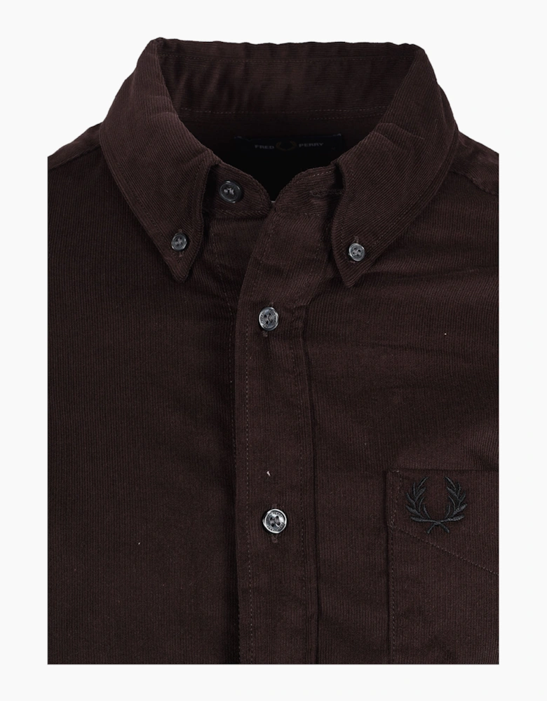 FRED PERRY NEEDLE CORD SHIRT RICH BROWN