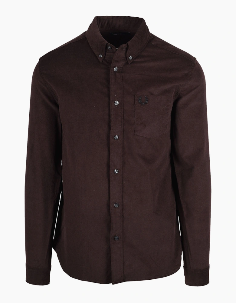 FRED PERRY NEEDLE CORD SHIRT RICH BROWN