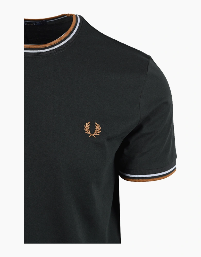 FRED PERRY TWIN TIPPED T-SHIRT NIGHT GREEN/ DUSKY BLUE/ DARK