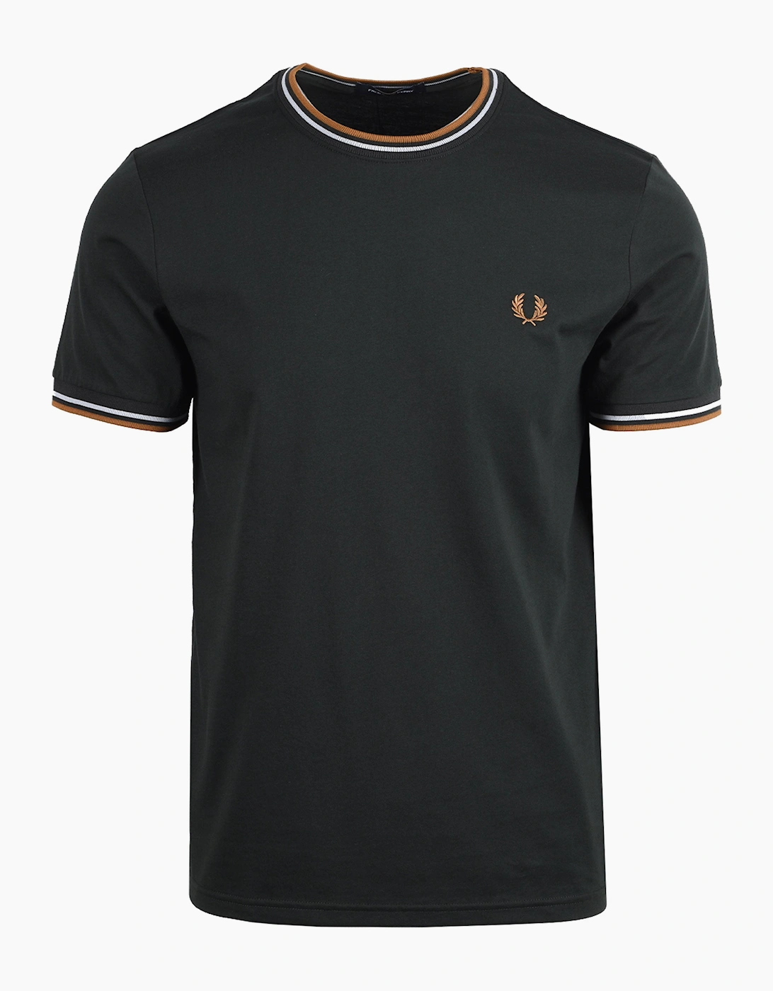 FRED PERRY TWIN TIPPED T-SHIRT NIGHT GREEN/ DUSKY BLUE/ DARK
