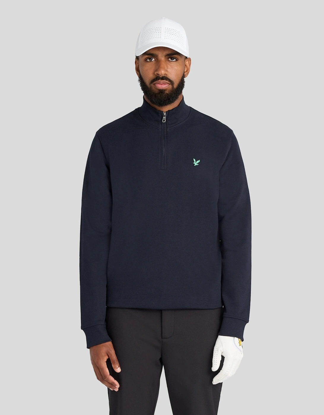 Lyle & Scott Lyle And Scott Men's Green Eagle Cotton 1/4 Zip Midlayer