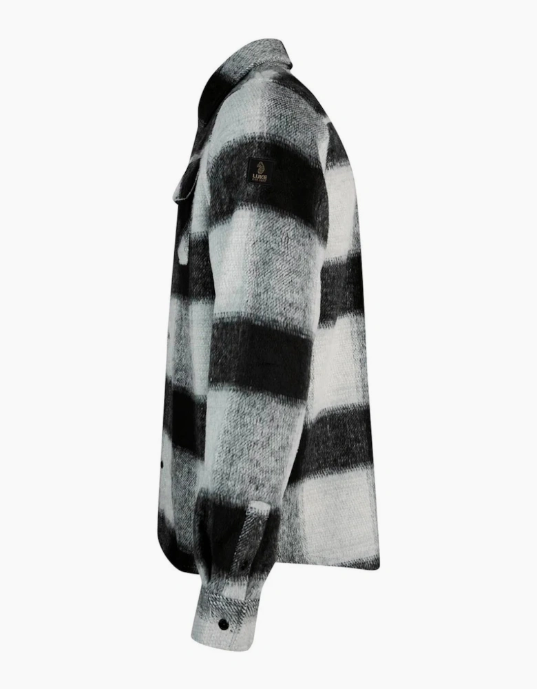 Luke 1977 Ettrick Soft Overshirt - Charcoal Grey Check