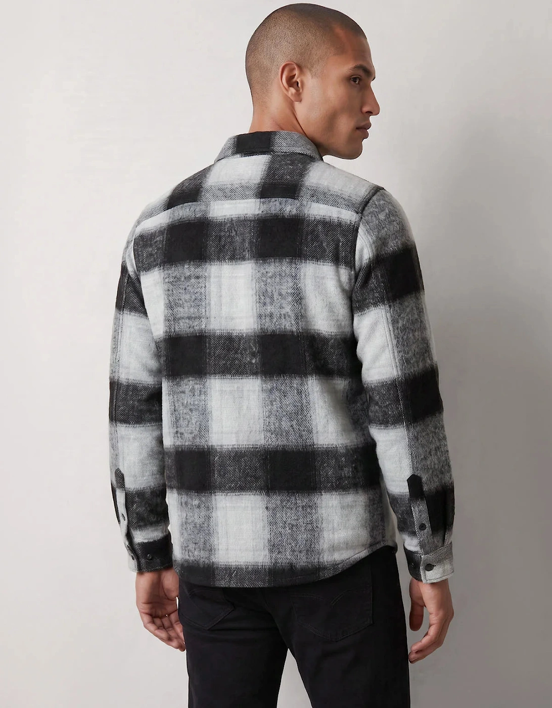 Luke 1977 Ettrick Soft Overshirt - Charcoal Grey Check