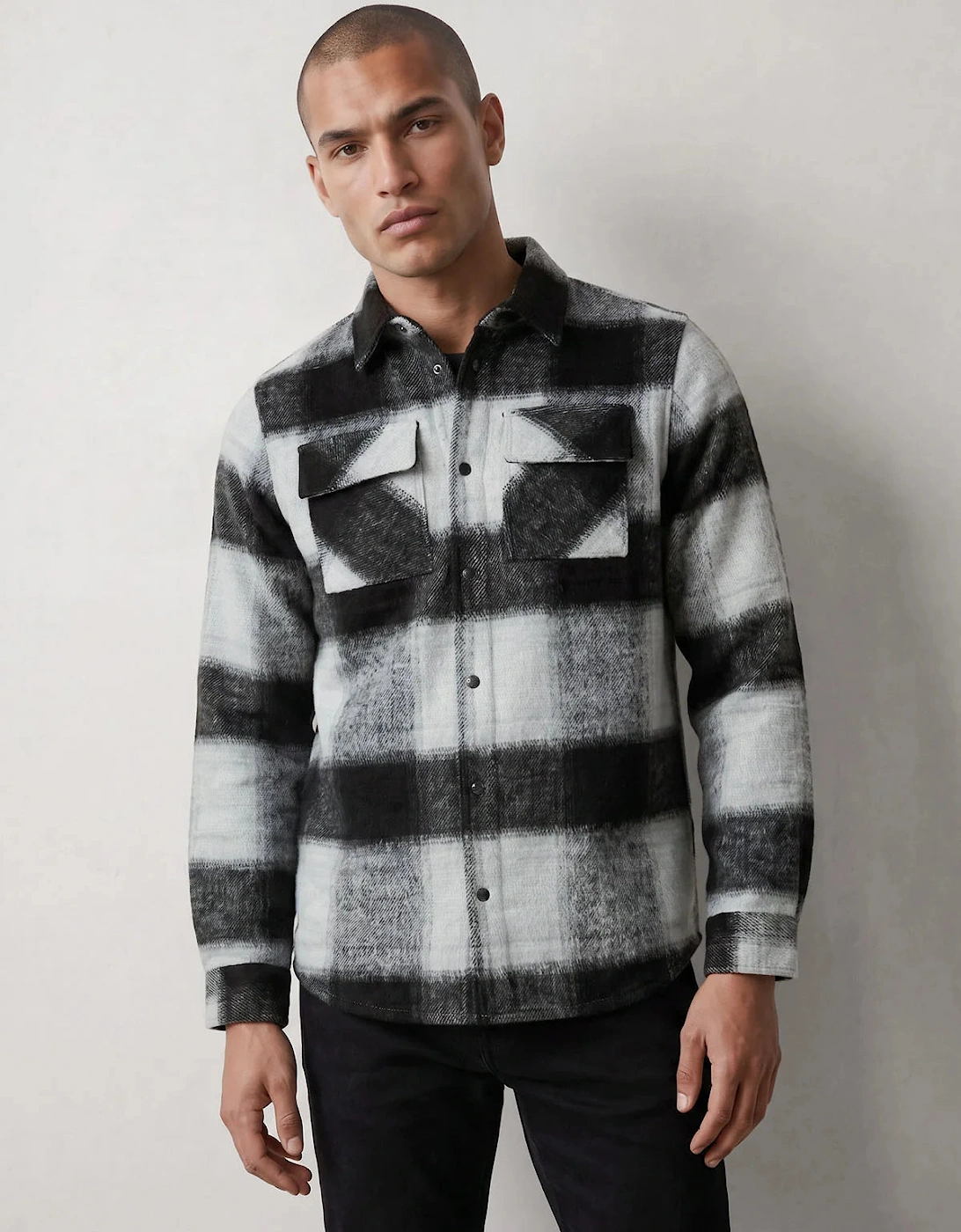 Luke 1977 Ettrick Soft Overshirt - Charcoal Grey Check
