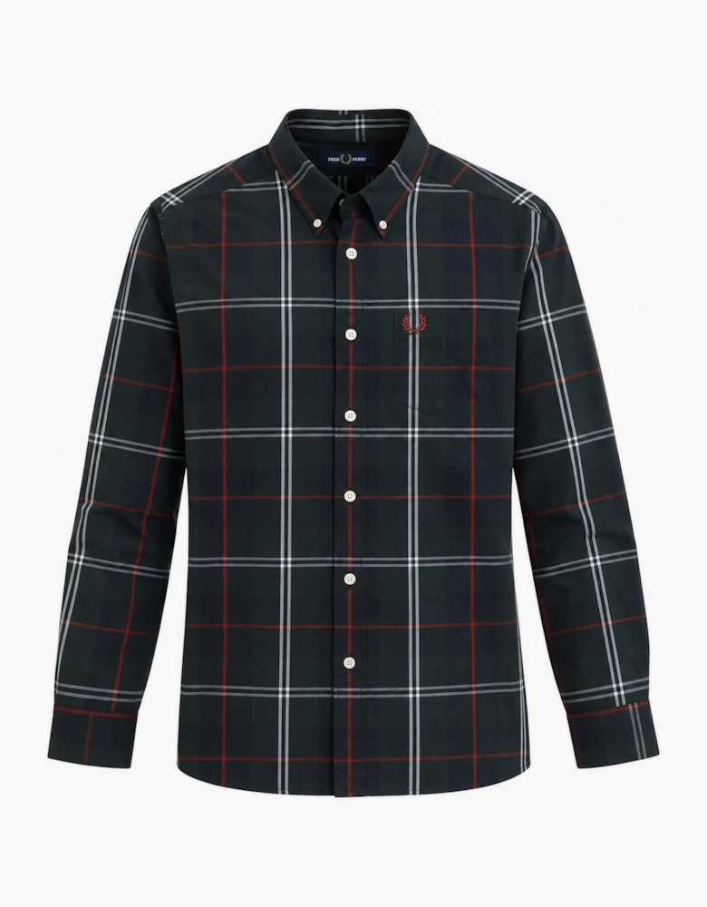 Fred Perry Poplin Tartan Shirt Night Green