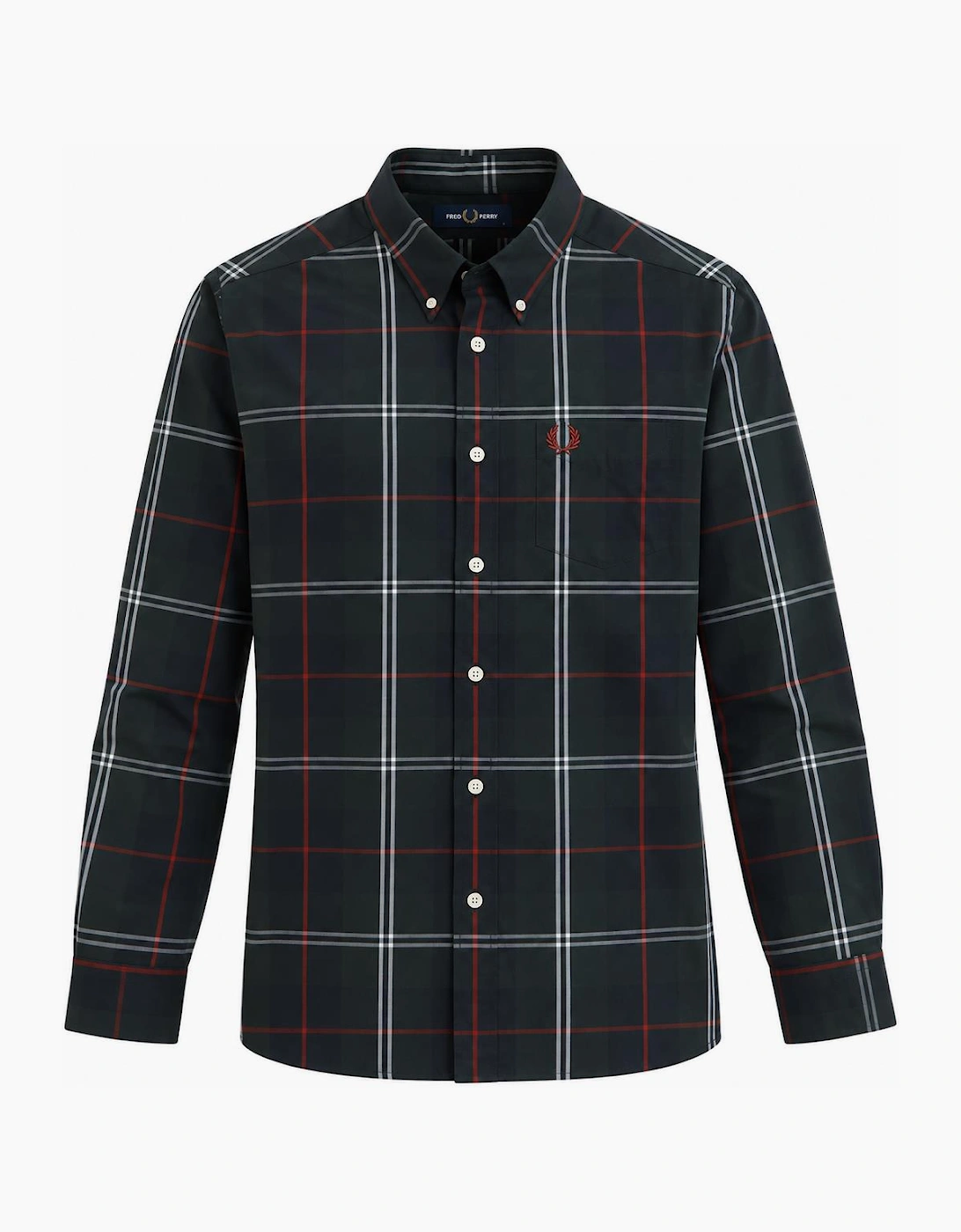 Fred Perry Poplin Tartan Shirt Night Green