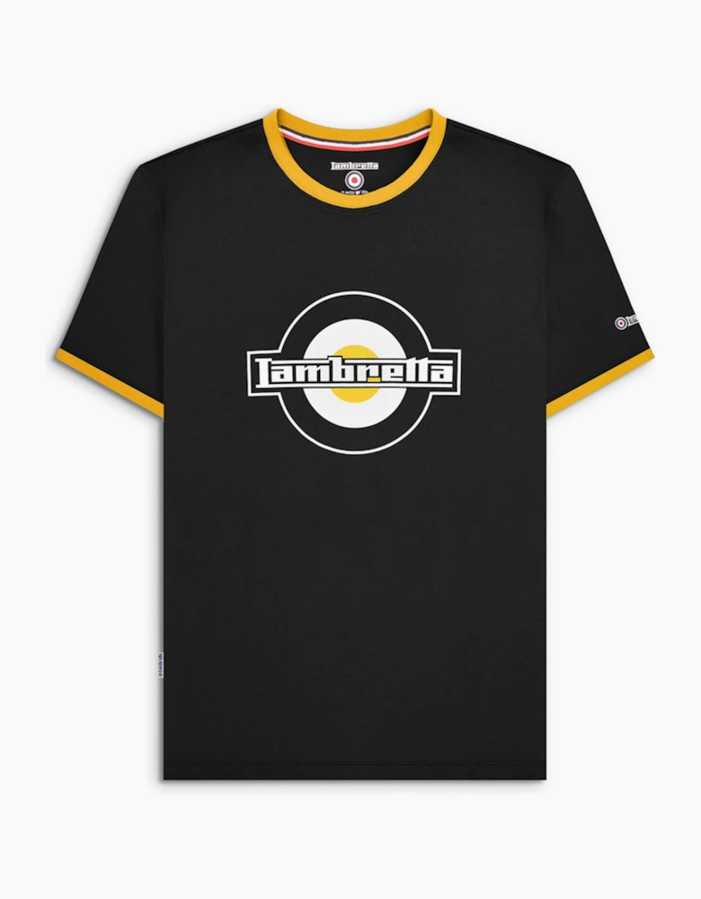 Lambretta Mens Logo Ringer Crew Neck Cotton T-Shirt