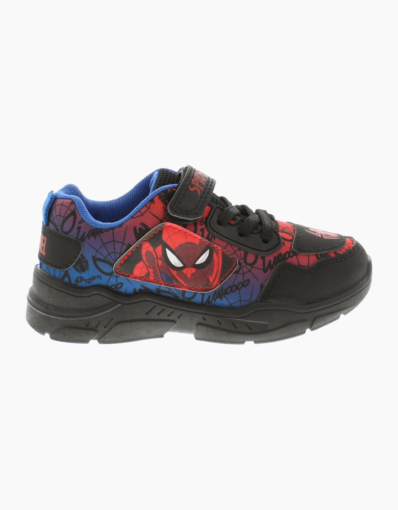 Spiderman Younger Boys Trainers Duplo Touch Fastening black red blue UK Size
