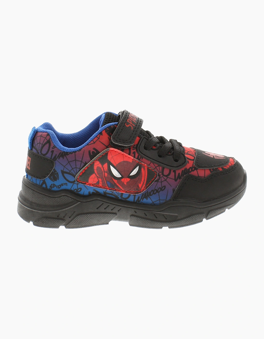 Spiderman Younger Boys Trainers Duplo Touch Fastening black red blue UK Size
